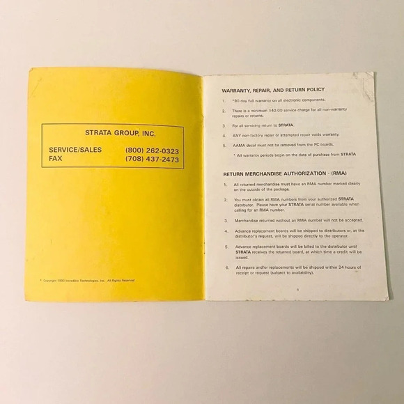 Vintage 1990 Hot Shots Tennis Strata Instruction Arcade Game Manual - Picture 6 of 16